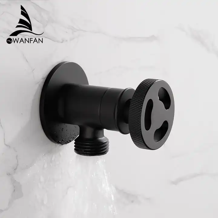 WANFAN Black Brass Angle Stop Valve Filling For Faucet and Toilet Triangle 1/2