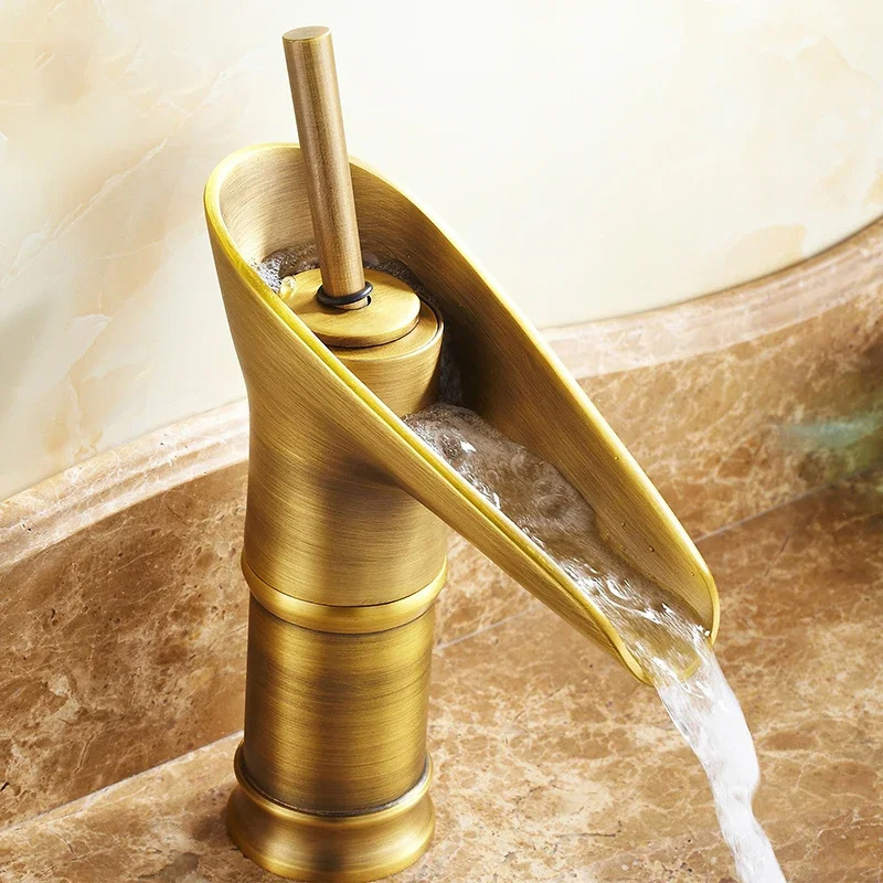 Hotel Modern Faucet Single Handle Waterfall Brass Sink Mixers Tap Hot & Cold Bathroom Faucets Lavatory Basin Faucets