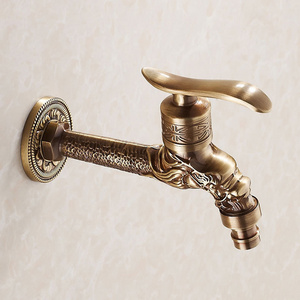 HJ-7663F Carved dragon Tap Wall Mounted Brass single Antique Faucet for Washing Machine outdoor wall washing machine Faucet