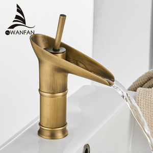 Luxury Brass Bathroom Faucet Gold Multifunctional Waterfall Basin Faucet Vanity Lavatory Toilet Washbasin Health Mixer Faucet