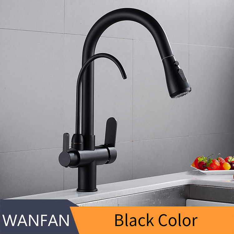 water filter faucet Pull Out faucet 3 Ways Filter Spray upc kitchen faucet matte black