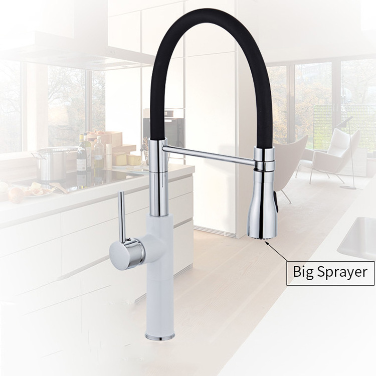 WANFAN LK-9910WL-A Hot Selling Single Handle 360 Degree Rotate Brass Black Pull down kitchen faucet