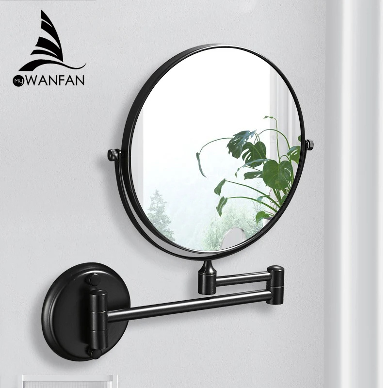 WANFAN 3 X/ 5 X / 10 X Magnifying Mirror 1308R Round Shrinkable Folding Cosmetic Mirror Brass Golden Wall Dual Makeup Mirror