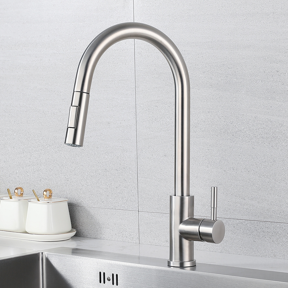 Luxury SUS304 Gourmet Pull Down Smart Touch Sensor Kitchen Faucet 2 Way Multifunctional Water Saving Faucet Hot Cold Mixers Tap