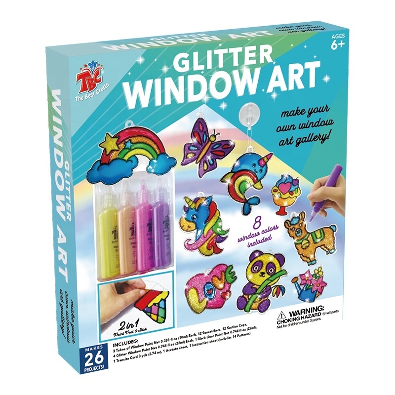 Hot sale Brand TBC The Best Crafts Hot Selling Suncatcher  Glitter Glue Non-Toxic DIY Window Art Paint Toy  Kits for Kids