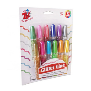 Hot sale TBC brand Vivid colors Non-toxic 12pcs pack 7ml glitter glue stationery glue For art painting Kits