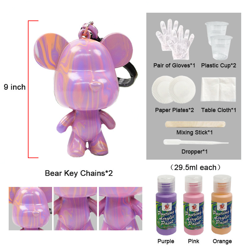 Fluid Bear set Manual Parent-child Toys Fluid Painting Violent Bear Sculpture Handmade Diy Graffiti Bearbrick Statue Home Decor