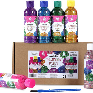 Hot sale Brand TBC The Best Crafts 6 Sparkle Colors (8 fl oz./236ml) Washable Tempera Paint set for Kids Glitter Paint