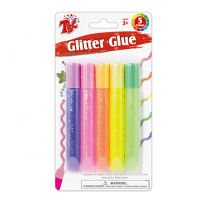 OEM Brand TBC The Best Crafts 5pcs 10.5ml Kids Glitter Glue in PET Material Bucket Lighting Glitter Glue for Crafting