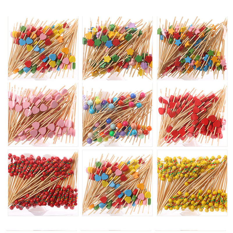 Creative Bamboo Wood Decorative Party Toothpick Kids Lunch Accessories Fruit Picks Burger Skewers