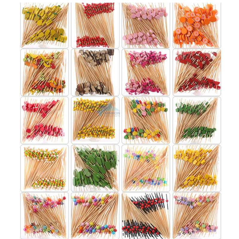 Creative Bamboo Wood Decorative Party Toothpick Kids Lunch Accessories Fruit Picks Burger Skewers