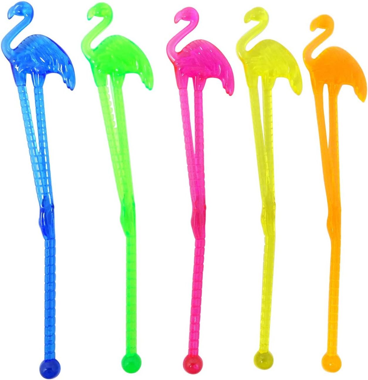 Customized plastic cocktail stirrers and bar picks Swizzle Sticks Plastic Pink Tropical Flamingo Stir Swizzle Sticks