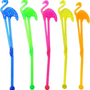 Customized plastic cocktail stirrers and bar picks Swizzle Sticks Plastic Pink Tropical Flamingo Stir Swizzle Sticks