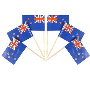 Party Bar Food Healthy Custom Wooden Cocktail Toothpick Flag Polyester New Zealand Flag Toothpick Flag For Decoration