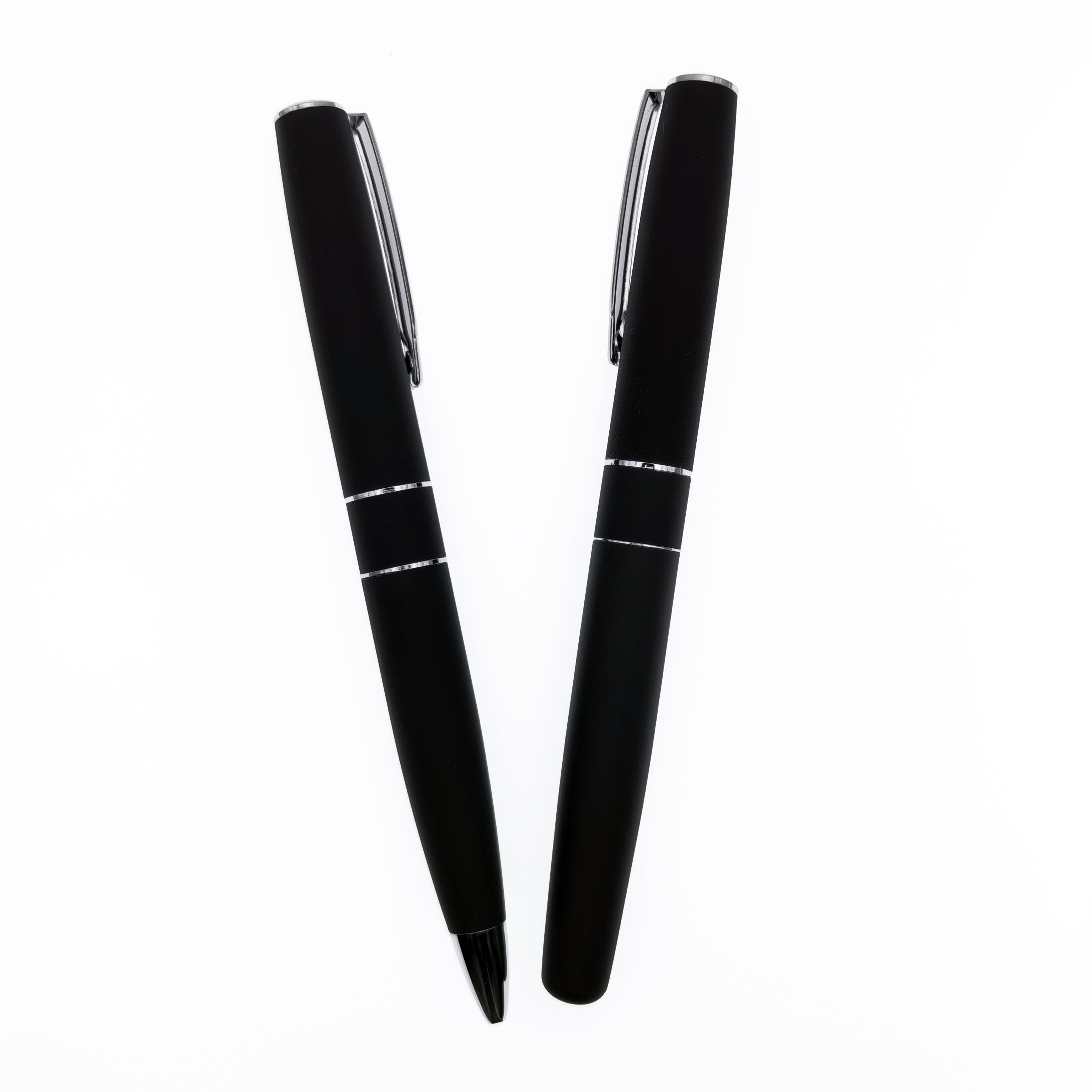 Black bag gift business stainless steel fine point customized logo luxury roller ball pen