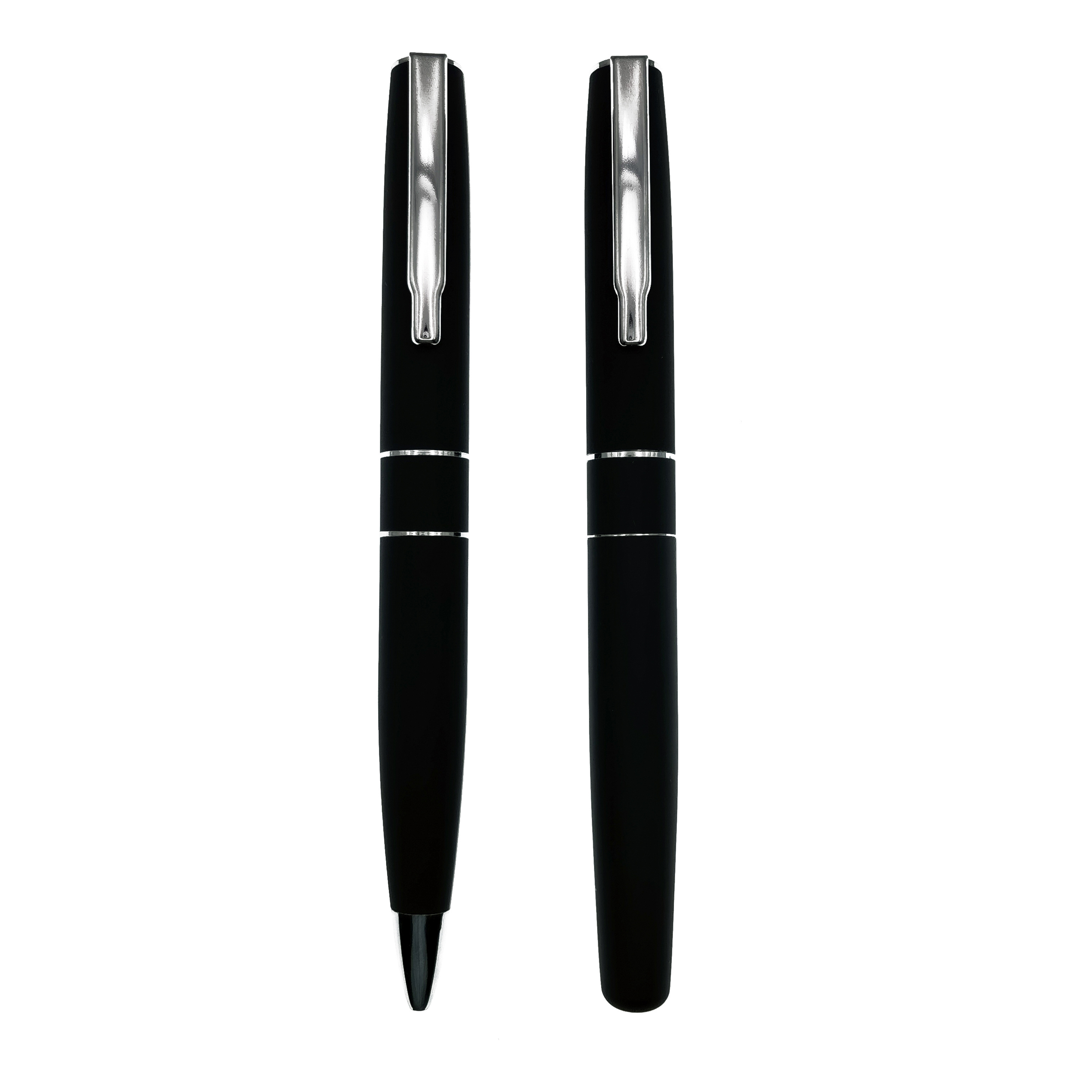 Black bag gift business stainless steel fine point customized logo luxury roller ball pen