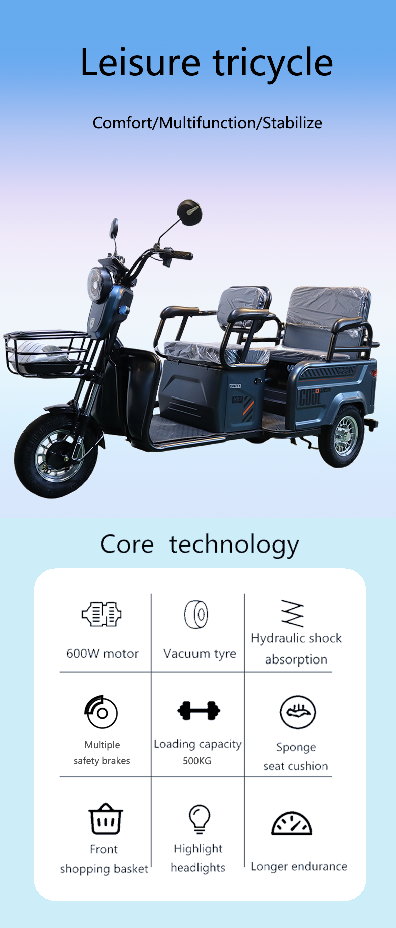 electric tricycle 1000w electric tricycles three wheel scooter electric trike trike-adulto