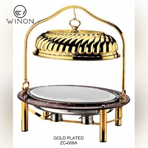 Oval Shape Rose Gold Chafing Dish With Glass Edge And Branch Chafing Dish For Party