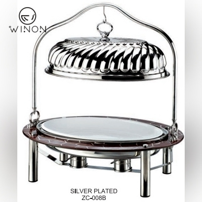 Oval Shape Rose Gold Chafing Dish With Glass Edge And Branch Chafing Dish For Party