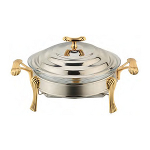 Gold and Silver Luxury Crown Europe and USA Restaurant Equipment Round Food Warmer  Stainless Steel Chafing Dishes For Catering