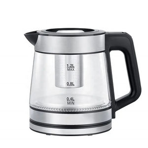 Best Selling Wholesale travel pyrex clear glass kettle electric with Tea Basket portable