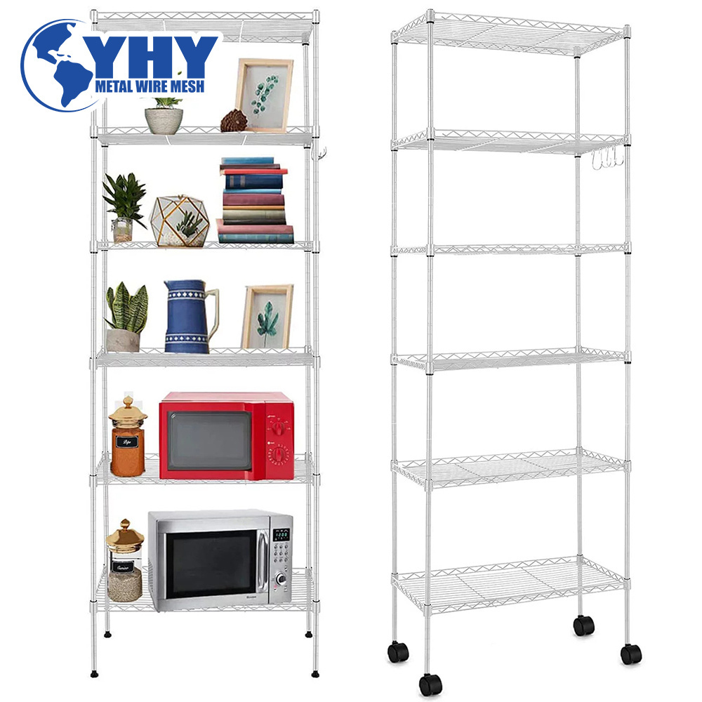 Mobile Utility Cart Shelving Unit for Kitchen, Bathroom, Laundry Room