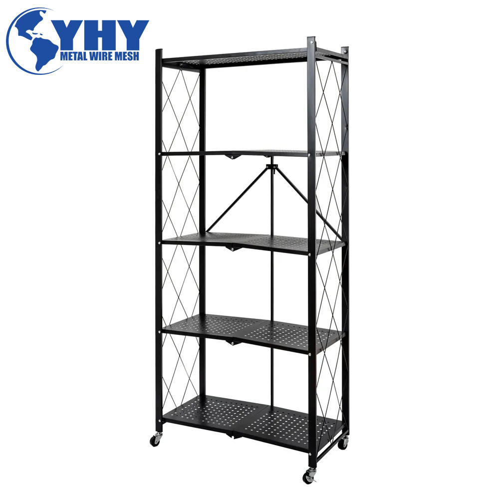 Folding 5-Tier Metal Shelving Units and Storage with Wheels