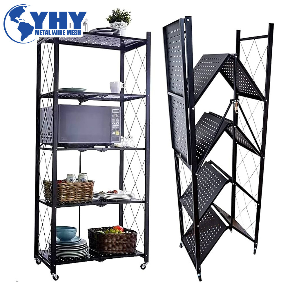 Folding 5-Tier Metal Shelving Units and Storage with Wheels