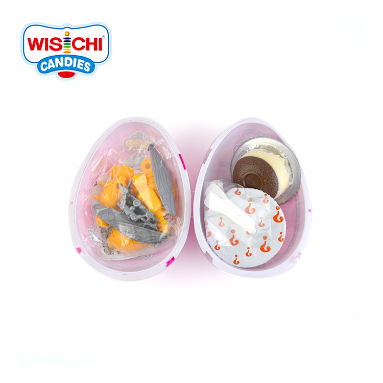 Free sample good quality chocolate biscuits toy candy bulk custom happy egg chocolate with toy