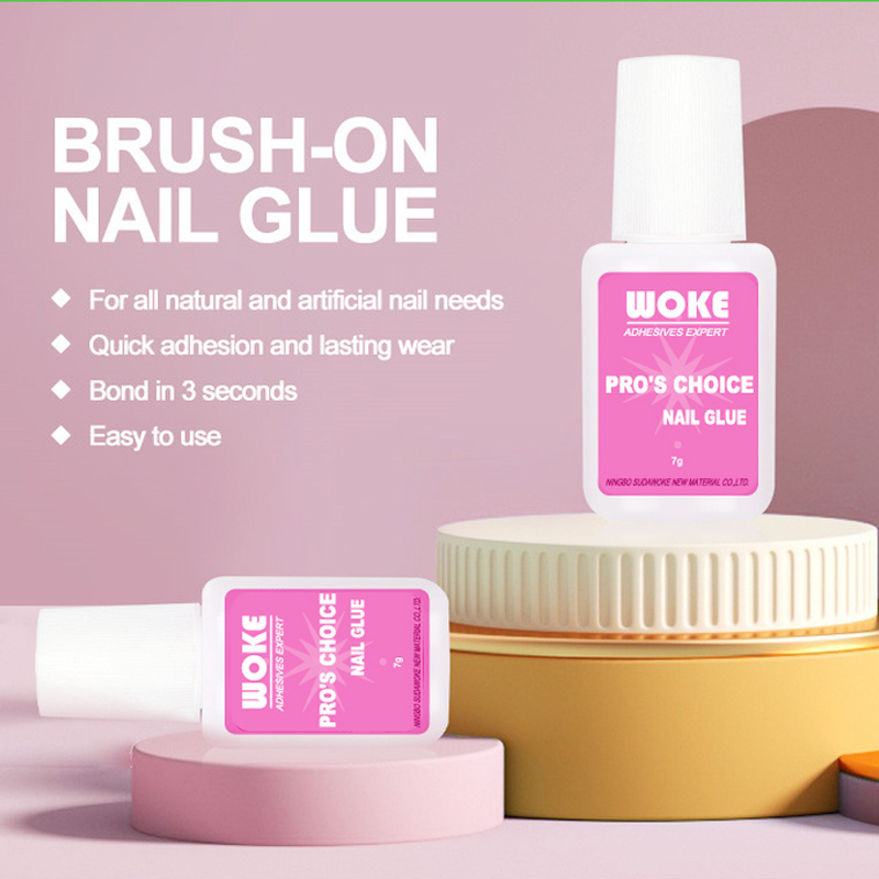 Factory direct sale Wholesale 7g custom pink manicure glue with brush on finger nail glue for nail salon