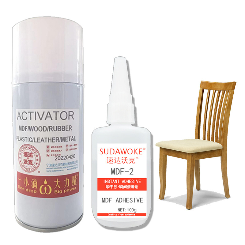 Chair repair glue combined with accelerator for fast bonding wood