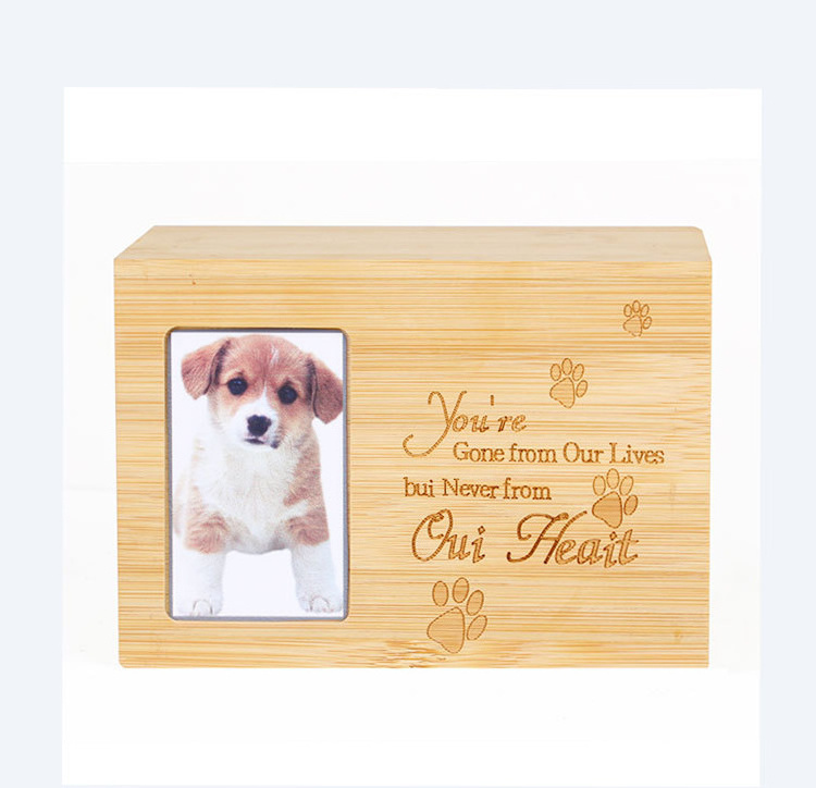 Custom Wooden Bamboo Box For Pet Urns for Ashes with Photo