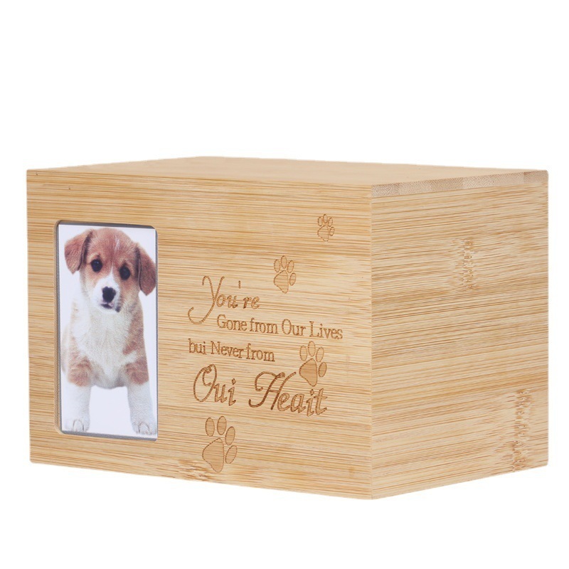 Custom Wooden Bamboo Box For Pet Urns for Ashes with Photo