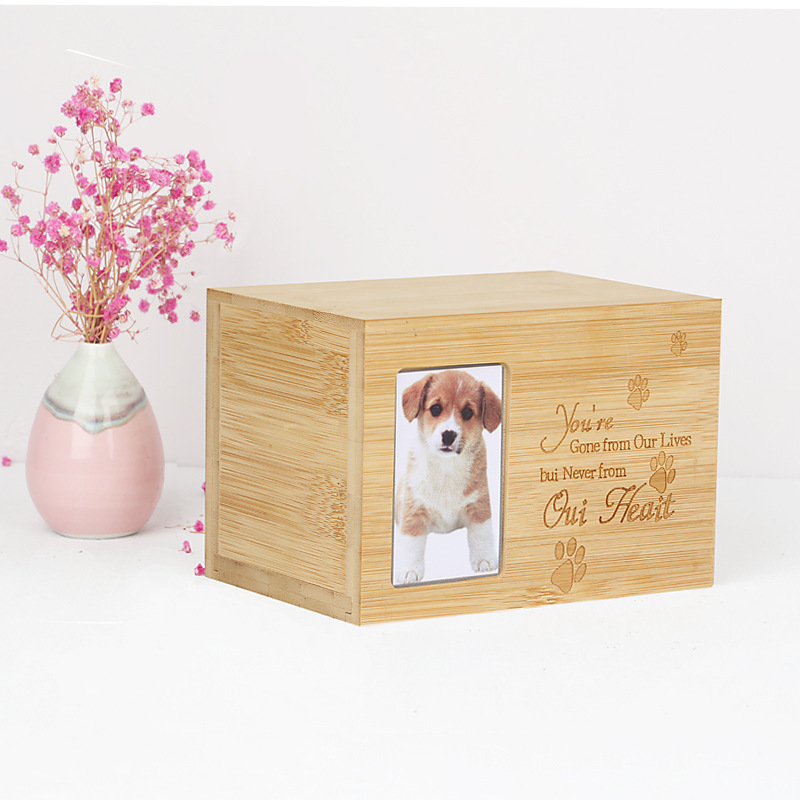 Custom Wooden Bamboo Box For Pet Urns for Ashes with Photo