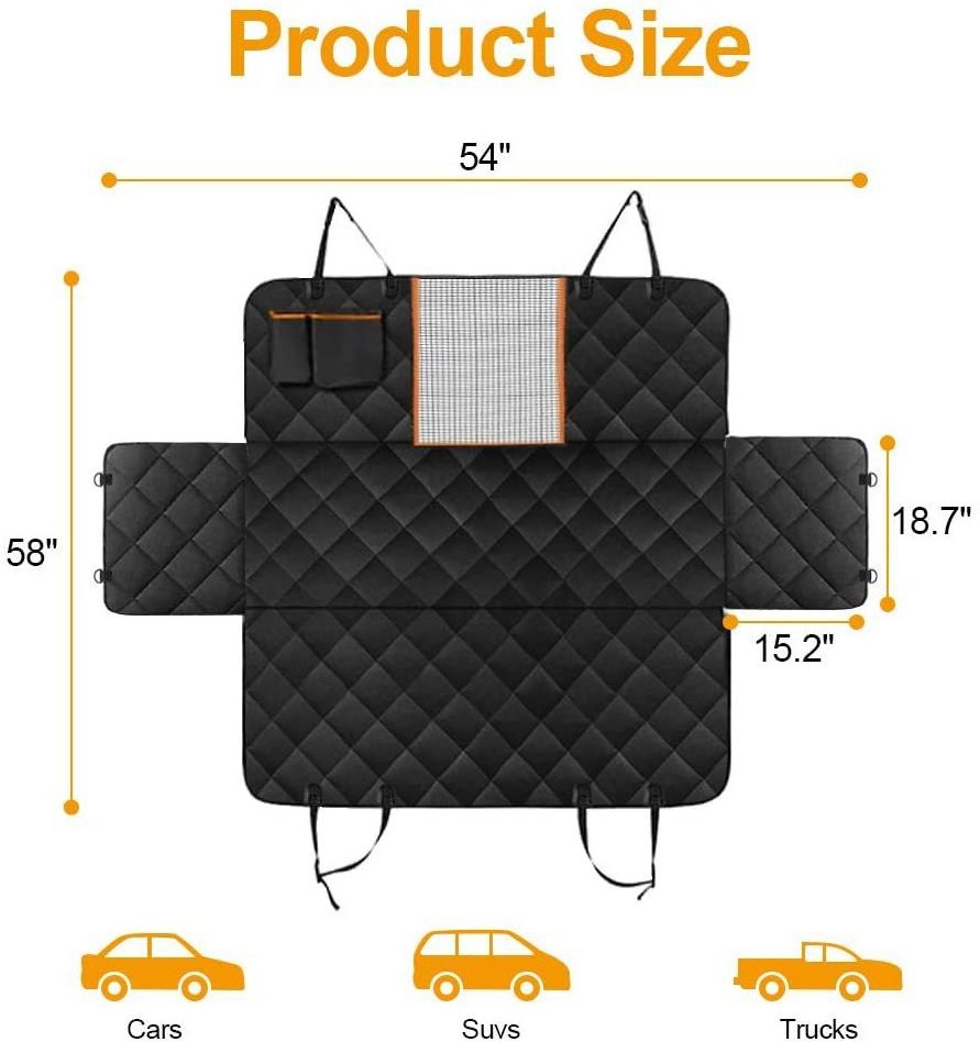 Luxury Quilted Waterproof Dog Car Seat Covers with Side Flap Pet Backseat Cover for Cars Trucks