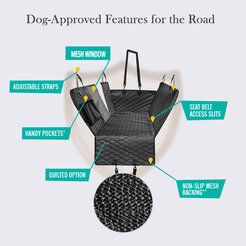 Durable Easy to Install and Remove Pet Waterproof Car Seat Cover Rear Seat Dog Hammock with Mesh Window