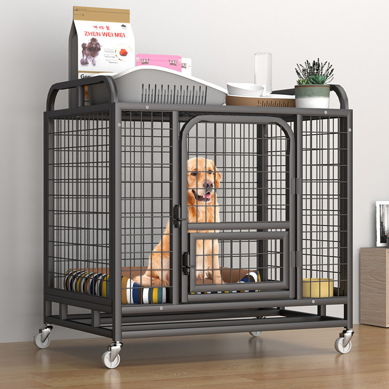 Heavy Duty Rolling Stainless Steel Pet Dog Cage Metal Kennels Large Dog Crates with Wheels