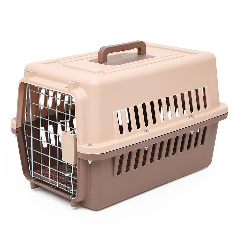 Small Animal Dog Travel Carrier Cage Air Flight Plastic Pet Carrier with Wheels Dog Cages Metal Kennels Customized Package