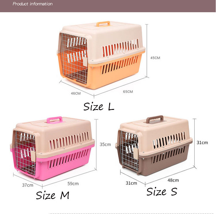 Small Animal Dog Travel Carrier Cage Air Flight Plastic Pet Carrier with Wheels Dog Cages Metal Kennels Customized Package