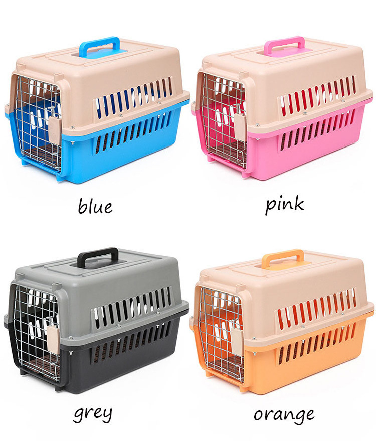 Small Animal Dog Travel Carrier Cage Air Flight Plastic Pet Carrier with Wheels Dog Cages Metal Kennels Customized Package