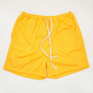 Custom 5 Inch Inseam Fitness Pocket Mesh Shorts, Heavy Athletic Double Layer Flames Mesh Shorts In Bulk