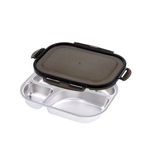 Stainless Steel 304 Lunch Box Sealed Bento Box Compartment Design  Crisper With Cutlery