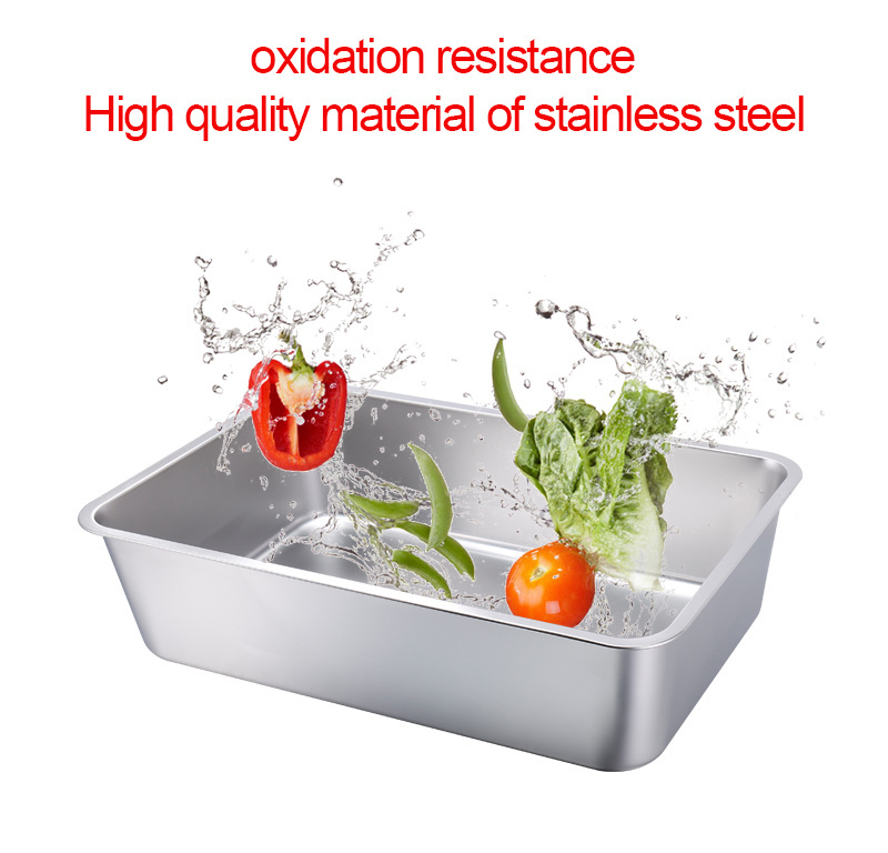 Rectangle 45x35cm size 201 stainless steel deep tray serving metal tray for hotel