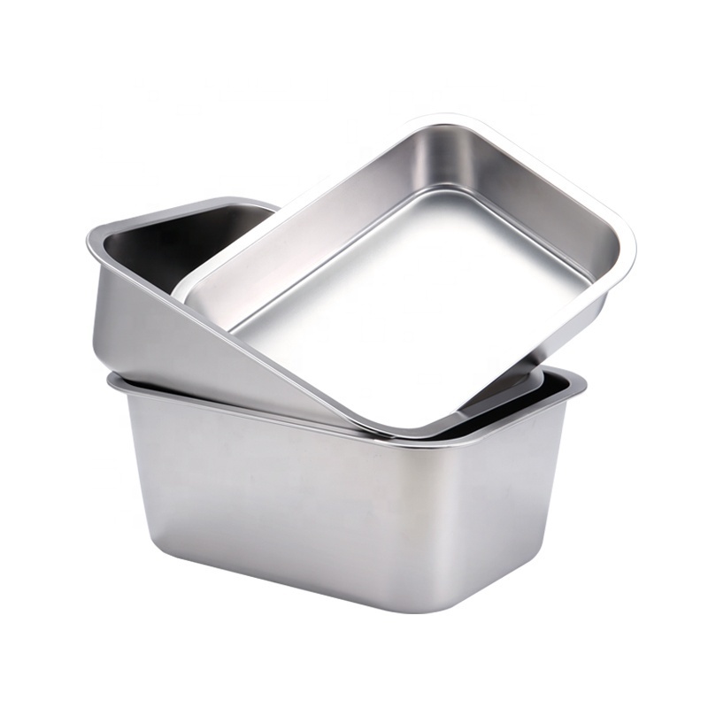 Rectangle 45x35cm size 201 stainless steel deep tray serving metal tray for hotel