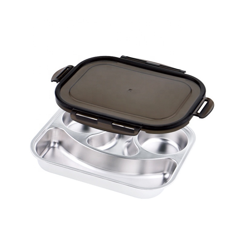 Stainless Steel 304 Lunch Box Sealed Bento Box Compartment Design  Crisper With Cutlery