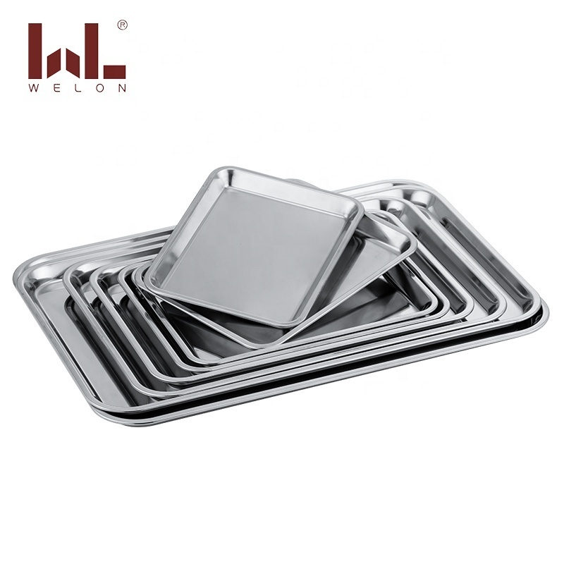 Wholesale custom bandejas de acero inoxidable catering serving food trays bardia tray