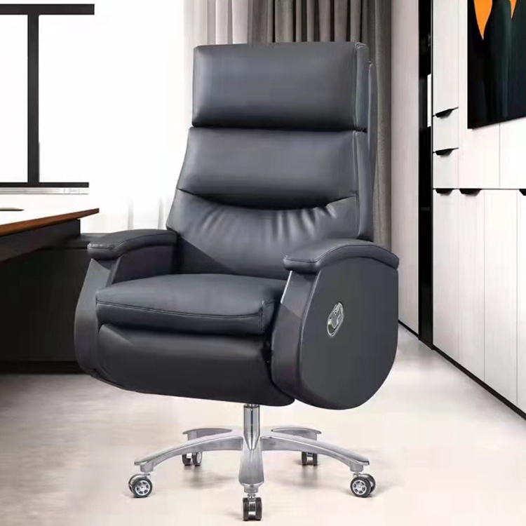 High Quality Modern Luxury Adjustable Recliner Swivel Manager Executive Ergonomic Real Genuine Leather Office Chair With Massage