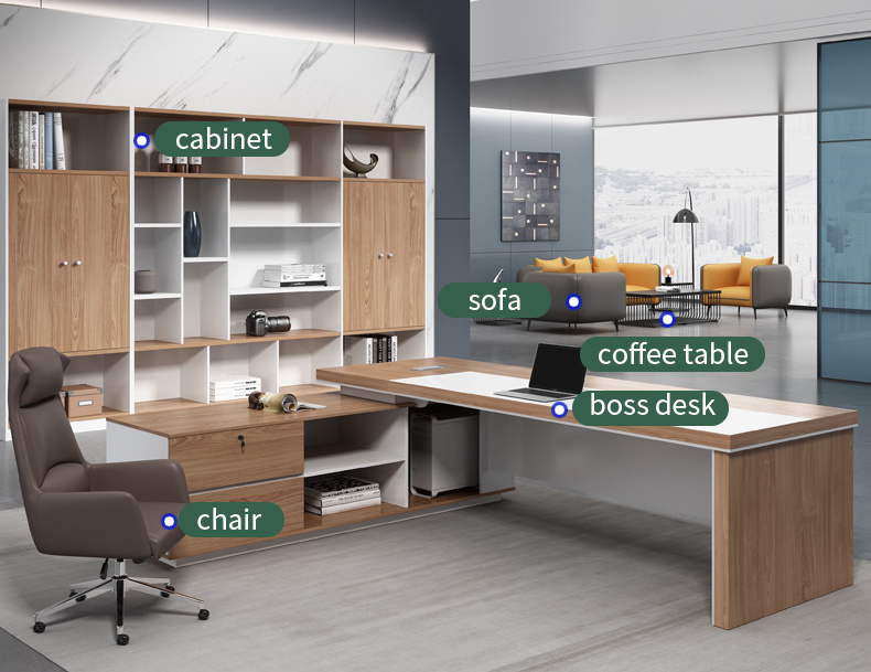 Modern Office L-shaped Boss Desk Large Office Table Executive Ceo Desk