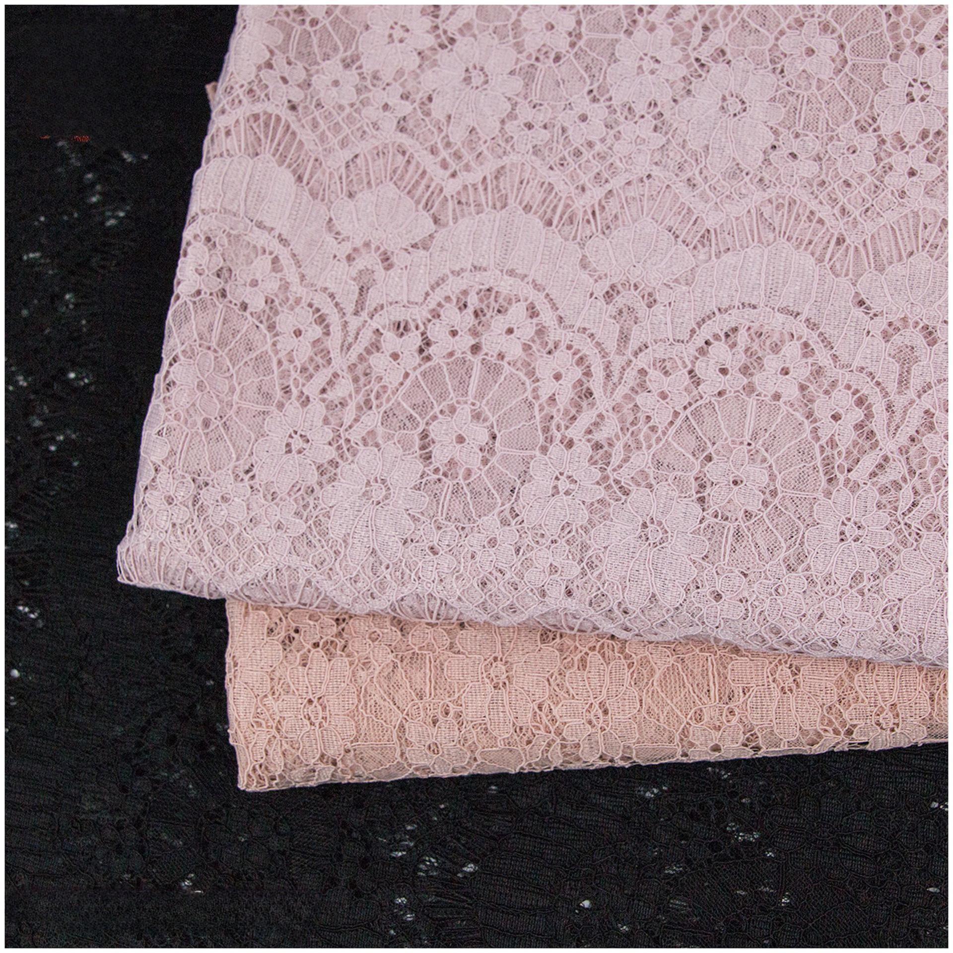 High-quality 100% Nylon Chantilly Eyelash Lace Fabric Flower Pattern Knitted tulle mesh fabric for Wedding Dress Clothing