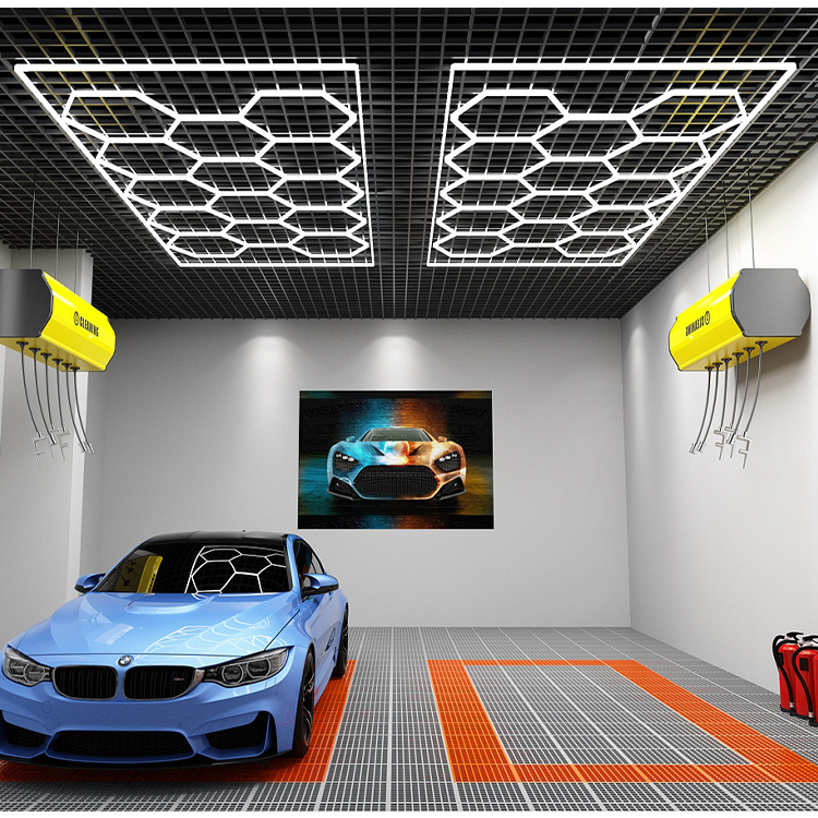 Ceiling Lighting Hexagon LED Work Light for Garages Car Wash Detailing Honeycomb Style Garage LED Light